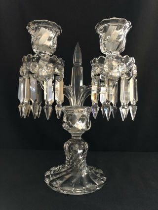 SIGNED BACCARAT CRYSTAL BAMBOUS 2 LIGHT 2 ARM CANDELABRA - - CAN ADD HURRICANES 5