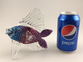 Mark Eckstrand Art Glass Fish Paperweight Sea Life Purple Blue