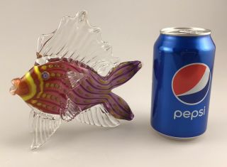 Mark Eckstrand Art Glass Fish Paperweight Sea Life Red Yellow Purple
