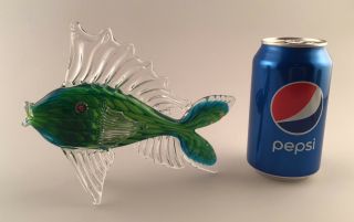 Wow Big 7.  25 " Mark Eckstrand Art Glass Fish Sculpture Paperweight 3,  Green