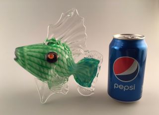 Wow Big 6.  75 " Mark Eckstrand Art Glass Fish Sculpture Paperweight 1,  Green