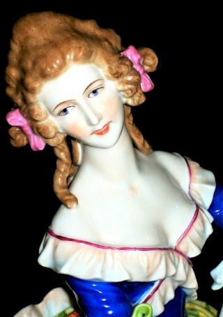 Antique German Dresden Lady Dancer Doll Huge Porcelain Figure Figurine