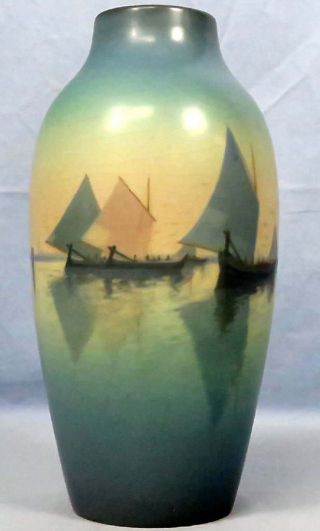 Rookwood Scenic Vellum Vase 10 " Carl Schmidt Dawn On Grand Canal Venice 1921