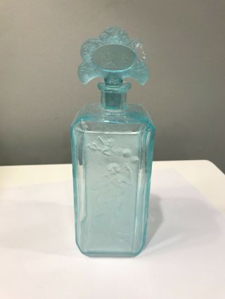 Vintage Czech Hoffman Perfume Bottle Blue Finial Wow