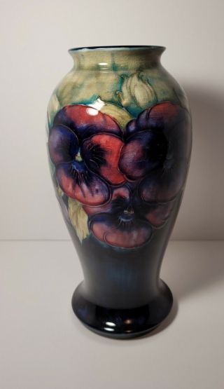 William Moorcroft Pottery,  Baluster Shape Vase,  Pansy Pattern; Art Deco Era