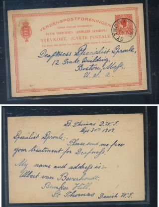 Danish West Indies Postal Card To Us 1909