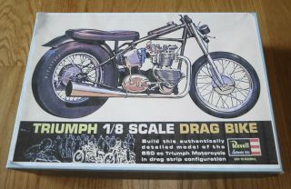Revell Triumph 1/8 Scale Drag Bike Started Incomplete