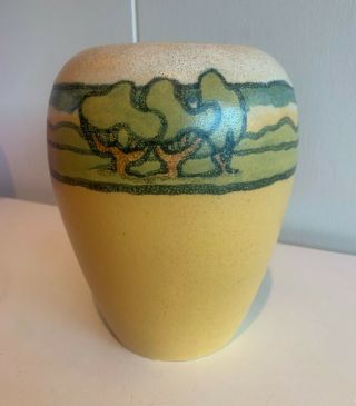 Saturday Evening Girls Landscape Vase Edith Brown Paul Revere Pottery Yellow