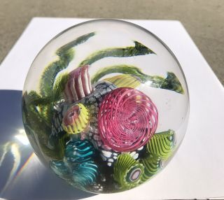 Signed Dated Studio Art Glass Paperweight Mark Eckstrand Undersea Coral Reef