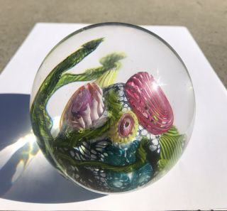 SIGNED DATED STUDIO ART GLASS PAPERWEIGHT MARK ECKSTRAND UNDERSEA CORAL REEF 2