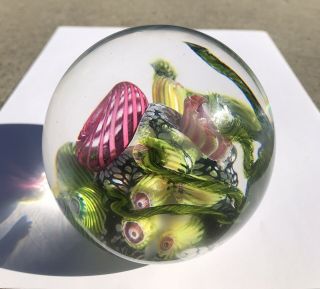 SIGNED DATED STUDIO ART GLASS PAPERWEIGHT MARK ECKSTRAND UNDERSEA CORAL REEF 4