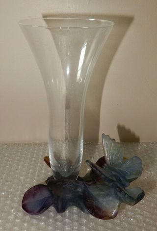 Daum Crystal Soliflor Papillon Nature 01495 Butterfly Vase 8 1/4 " Tall