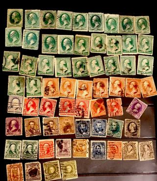 Us Stamps 19th Century Lot Neat Cancels 65 Stamp Total