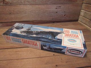 Vintage 1962 Aurora 1:600 Uss Saratoga Aircraft Carrier Wwii Model Kit