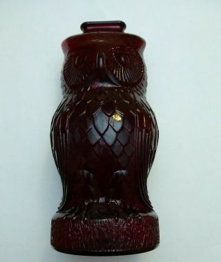 Rare Vintage Red Royal Ruby Glass Owl Bank Anchor Hocking " Be Wise " Anchorglass