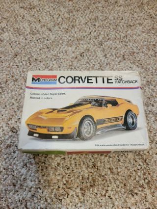 Vintage Plastic Model Car Corvette Ss Hatchback Monogram 1/24 Scale