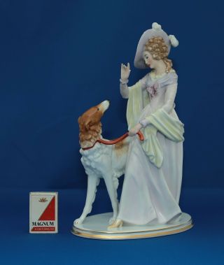 Rosenthal Dame mit Windspiel 1553 Gustav Oppel Porzellanfigur Windhund Barsoi 2