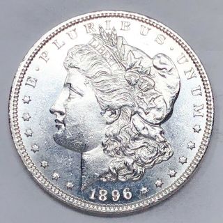 1896 - P Pl Huge Mirror Unc Morgan Silver Dollar 90 Silver $1 Coin Ww551