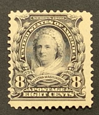 Travelstamps: 1902 - 03 Us Stamps Scott 306,  Og H 8 Cent Martha Washington