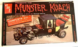 Vintage Amt Munster Koach - 1964 Unbuilt W/box,  No Instructions,  Partially Painted