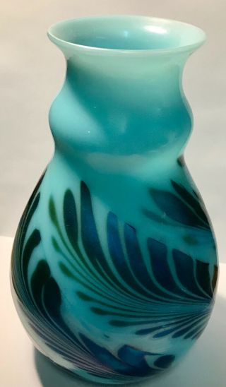 Blue 1978 Signed Charles Lotton Art Glass Vase