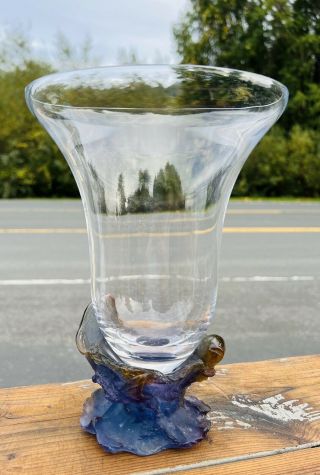 Fantastic Signed Daum France Pate De Verre Glass Figural Fish Vase