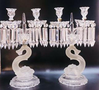 Baccarat Style Dolphin Crystal Glass Candelabra Lusters