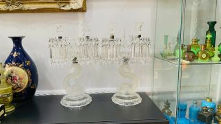 BACCARAT STYLE DOLPHIN CRYSTAL GLASS CANDELABRA LUSTERS 2