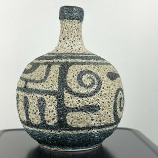 Vtg 60s 70s Mcm Lapid Israel Lava Glaze Art Pottery Vase Batia Signed Modernist