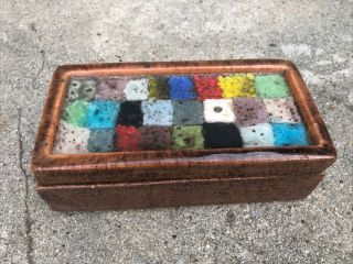 Vintage Mcm Bitossi For Raymor Ceramic & Glass Mosaic Box Italy 882b