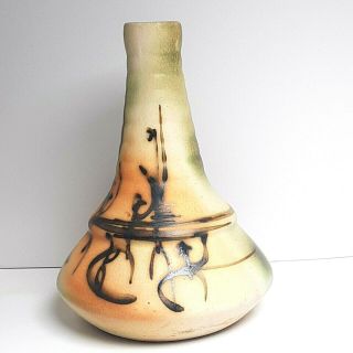 Vintage 1989 Harsa Multicolor Abstract Ceramic Pottery Vase Israel 9.  5 " H Signed