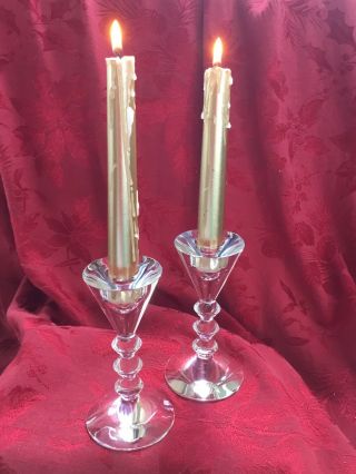 Flawless Exquisite Baccarat France Pair Vega Crystal Candlestick Candle Holders