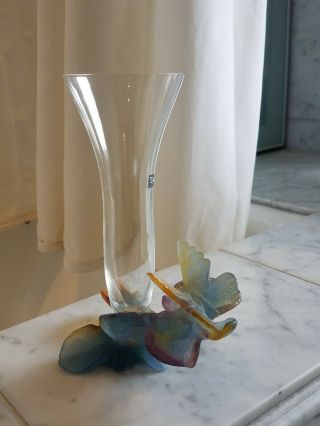 Daum France Crystal Vase Papillon Nature O1495 Pate De Verre