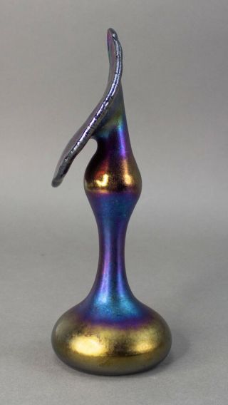Chris Heilman 1979 Signed Jack In The Pulpit Iridescent Athens Art Glass Vase 5