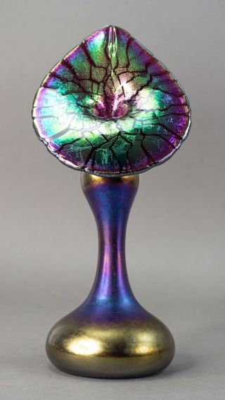 Chris Heilman 1979 Signed Jack In The Pulpit Iridescent Athens Art Glass Vase 6
