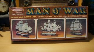 Awesome Vintage Scientific Man O War Wooden Model Ship Kit,  Complete