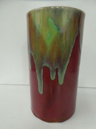 Remued 145 Australian Pottery Drip Glaze Art Deco Pot Vase Ppp Style Maroon
