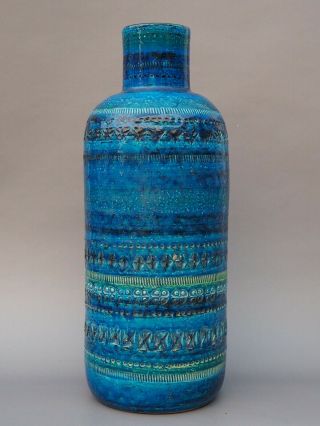 Bitossi Rimini Blue /green Vase - Mid - Century Modern Italian 1960 Aldo Londi