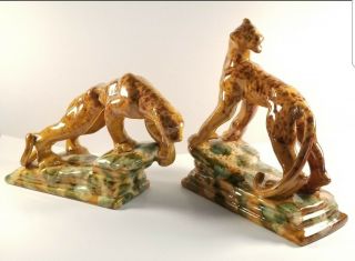 Mid - Century Ceramic Panthers Designed By Royal Hickman For Royal Haeger