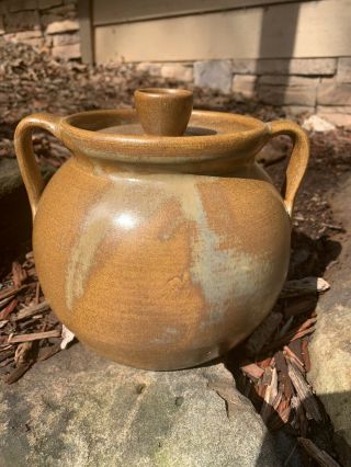 Wj Gordy - Bill Gordy Mountain Gold Bean Pot With Lid Cartersville Ga Pottery