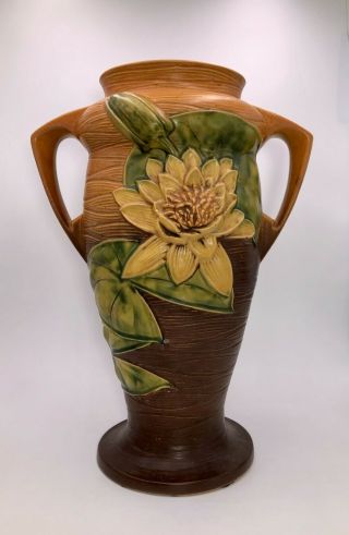 84 Water Lillies 1943 Roseville Usa Pottery 16 " Ceramic Vase