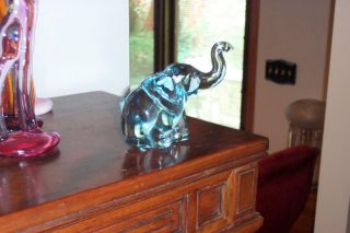 Heisey By Imperial Rare Horizon Blue Baby Elephant Trunk Up And Only 60 Made