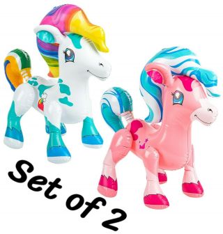 (set Of 2) 27 " White & Pink Pony 