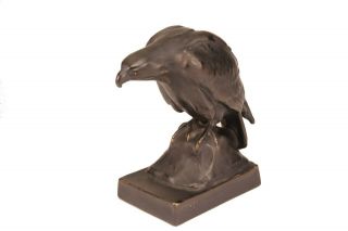 Antique Stellmacher Teplitz Pottery Black Eagle Hawk Raven Bird Figurine 549