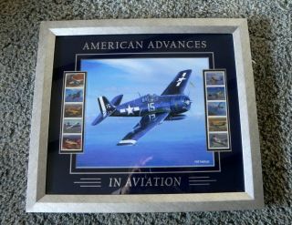 American Advances In Aviation F6f Hellcat Framed Print With Us Stamps