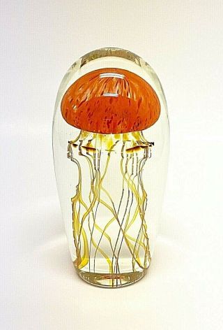 Richard Satava Pacific Coast Jellyfish Art Glass Sculpture 5 " Signed Gorgeous