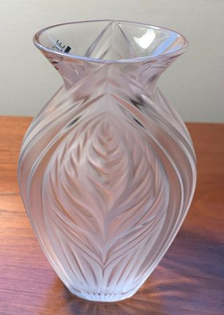 Lalique France Pavie 5 Inches Tall Flower Vase Signed & Oeiginal Label