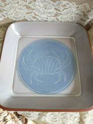 Vibert Pottery Dish W/crab Design Handcrafted Maine Htf 8 "