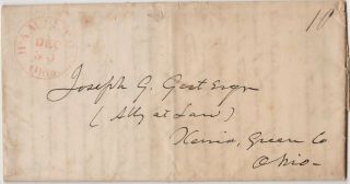 1845 Hamilton Oh Stampless Folded Letter To Xenia Oh - Letter From Elijah Vance