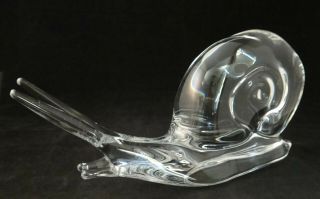 Daum France Large Clear Crystal Snail Sculpture,  11 ½” W X 5 3/8” T.  Signed